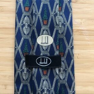 Dunhill Silk Tie In Navy/Tan With Unique Pattern
